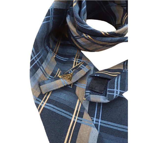 VITALIANO PANCALDI Blue Plaids & Checks Wool Tie ITALY 60"/ 4" EC - Picture 2 of 7